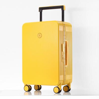 China Aluminum Suitcase Men's Wide Suitcase Trolley Frame PC Travel Luggage Women's White Password Case for sale