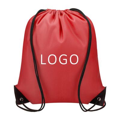 China Custom Wholesale Promotional Waterproof Gym Suction String Polyester Waterproof Bags Sports Backpack Nylon Drawstring Bag for sale