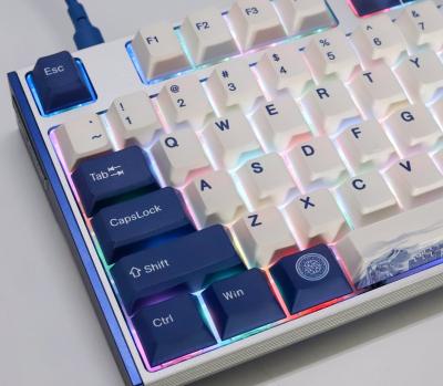 China R87 blue and white alloy porcelain mechanical keyboard plug and play wired metal hot swap custom keyboard for sale