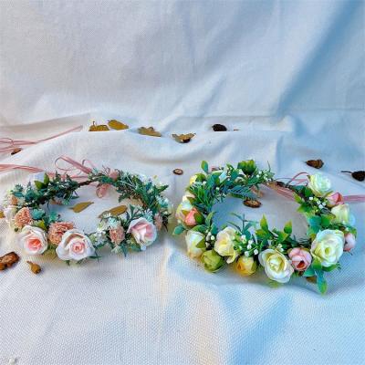 China Wedding Style Flower Headband Rose Hair Wreath Women Girl Floral Headpiece for Summer Decoration Wedding Party for sale