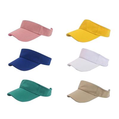 China Fashoion Women Men Polyester Sun Hat Frosted Sweet Candy Color Empty Open Top Sports Beach Sun Visor Hat for sale