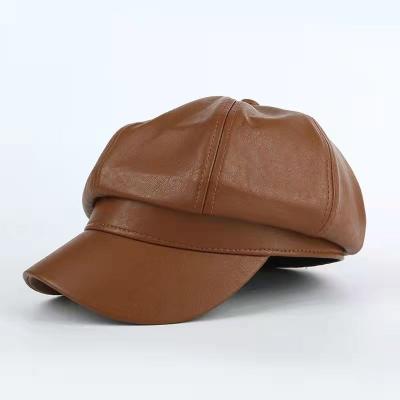 China Autumn Winter Painter Hat Korean version of the latest Fashoion fashion women taxi driver hat British leather octagonal beret hat for sale