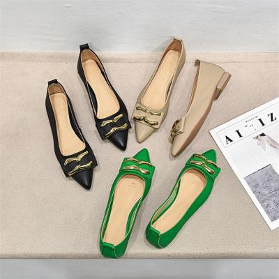 China 2022 summer low heel women's casual shoes single flat women's shoes 34-40 shallow pointed single casual shoes for sale