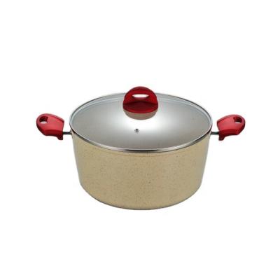 China Sustainable Customized Color Forged Aluminum Non-Stick Marble Coating Cooking Pot Set Casserole Set for sale