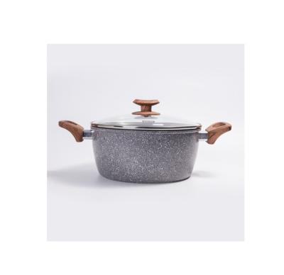 China Sustainable Aluminum Alloy Non-Stick Stone Coating Cooking Pot Casserole Soup Pot for sale