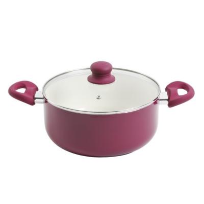 China CLASSIC Non Pressed Red Ceramic Stick Cheap Stock Pot Cooking Pot With Visible Lid for sale