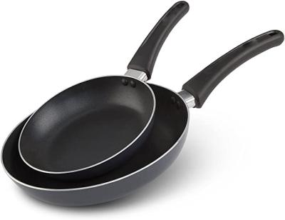 China Sustainable 2 Pcs Black Non Stick Pressed Fry Pan Set Factory Price for sale