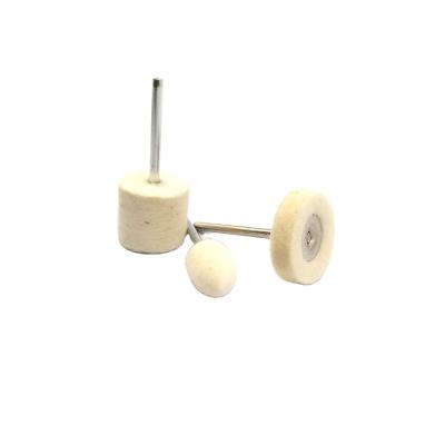 China Metal polishing Bullet 3mm handle wool grinding head Wool Felt Standard Shapes for Hand Polishing for sale