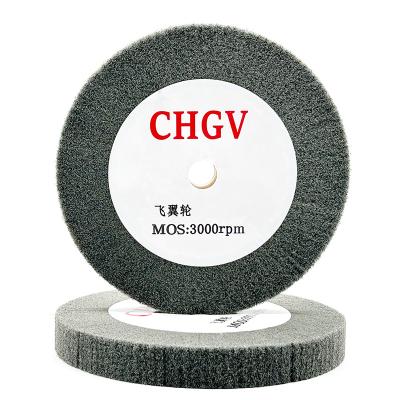 China Grinding Grey Non-woven Abrasive Polishing Flap Burnishing Wheel for Wire Drawing Metal Iron Aluminum Polishing for sale