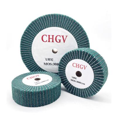 China Grinding Green Non woven Flap Wheel 180 grit Aluminium Oxide Flap Disc Sanding Grinding Wheel for stainless steel for sale