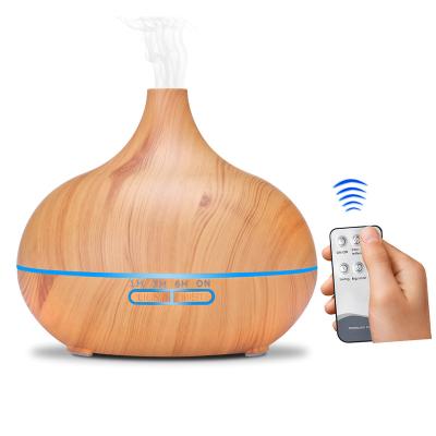 China Color Changing 550ml LED Air Humidifier Diffuser Machine Rohs Light Essential Oils Diffuser 2022 Wooden Aroma Diffusers With Remote for sale