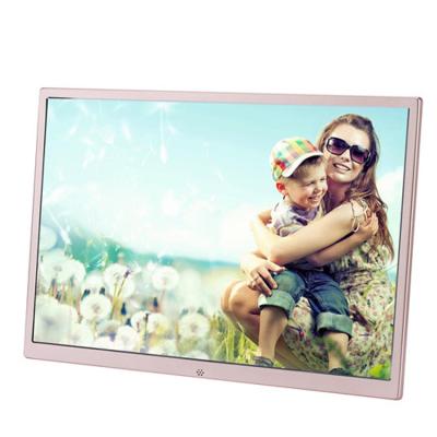 China Top Grade HD 1080P 17 Inch LED Metal Clock Digital Photo Frame for sale