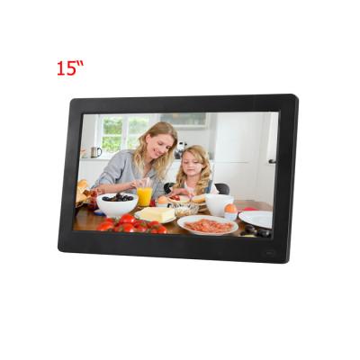 China Full Hd 1080p Big Size Clock 15 Inch Digital Photo Frame With Loop Video Play for sale