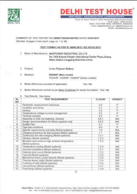 BIS Certificate - MAXPOWER INDUSTRIAL CO.,LTD