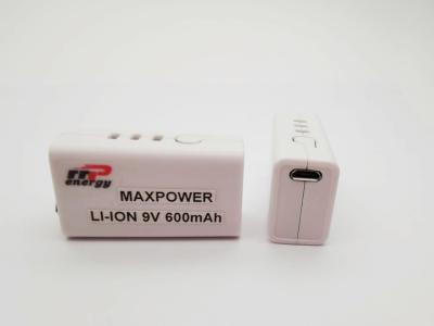 중국 9V 550mAh USB 리튬 이온 재충전 전지 UN38.3 MSDS IEC 500 주기 생활 판매용