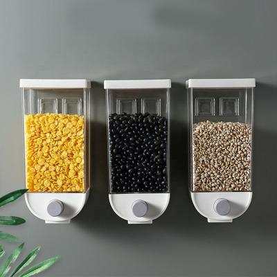 China Wall Mounted Cereal Dry Dispenser Container Plastic Storage Freshness Keeping Food Kitchen Multifunctional Trash Bin for sale