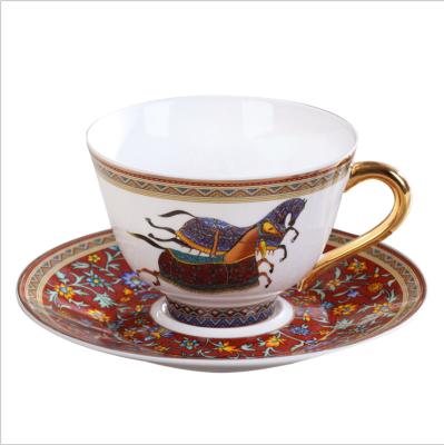 China Viable Bone China SU58 Tea Cup Set Porcelain Coffee Mug Ceramic Cup and Saucer Drinkware for Wedding Gifts for sale