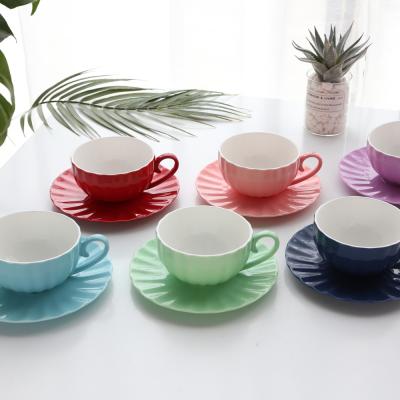 China SU31 Sustainable Pumpkin Series Colorful Ceramic Cups And Saucers Glazing Cup For Coffee Tea for sale