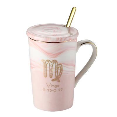 China A03-1 Sustainable Marble Design Ceramic Mug , Constellation Ceramic Coffee Mug For Daily Use for sale