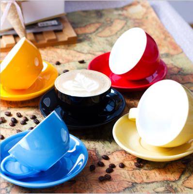 China SU108 250ML Viable Nordic Colorful Porcelain Coffee Cup Tea Cup And Saucer Ceramic Dish Set For Home for sale