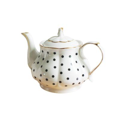 China Viable Afternoon Tea Set Bone China English Polka Dot Hand Painted Gold Teapot Ceramic Coffee Pot for sale