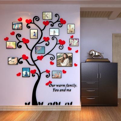 China Acrylic Art Decor Family Tree Stickers 3D Tree Wine Rack Wall Stickers Wall Decal DIY Acrylic Sticker Home Decor for sale