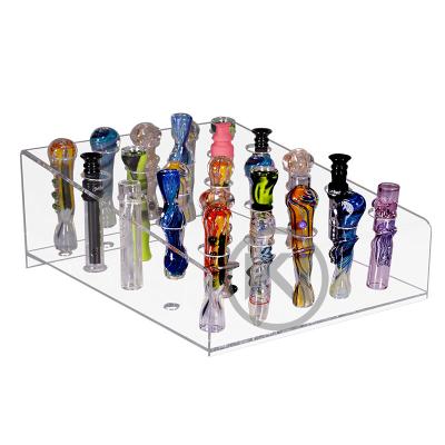 China Bottle Holder Tobacco Smoking Dispensary Shows 25 Units Glass Bowl Tube Chillum Taster Joint Holder Display Pipe Stand Acrylic Pen Display for sale