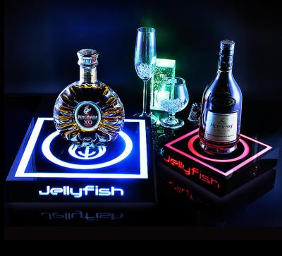 China Wine Racks Custom Illuminated Led Square Acrylic Display Stand Bottle Wine Metal Bottle Glorifier for Vodka, Tequila, Whiskey for sale