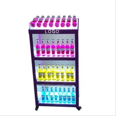 China KAIXIN Wine Rack Luxury Illuminated Led Glow Champagne Wine Display Rack Cabinet For Vodka Beer Tequila Whiskey Brandy Beer for sale