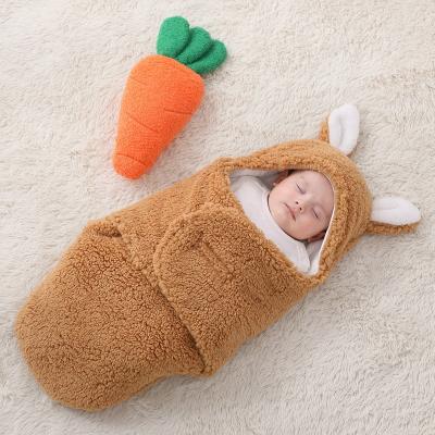 China Breathable Baby Lamb Plush Newborn Sleeping Bag Thickened Anti Scare Winter Newborn Blanket Wrap Snuggle for sale