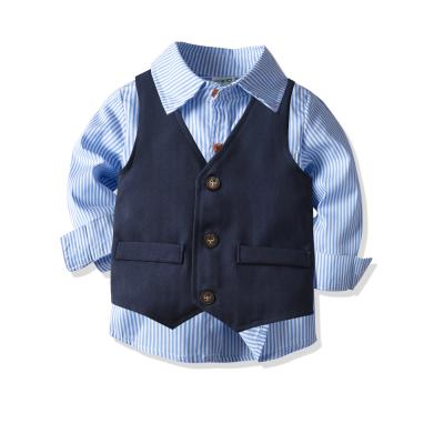 China Casual Boy's Dress Suit Vest Pants Striped Shirt Cardigan Gentleman's British Four-Piece Suit for sale