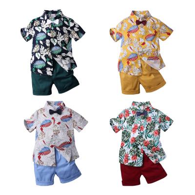 China ENGLAND STYLE summer children's suit Amazon boy print short sleeve shirt shorts two-piece suit for sale