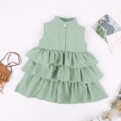 China Wholesale Children's Breathable Princess Dress New 2021 Summer Girl Dress Solid Color Sleeveless Dress for sale