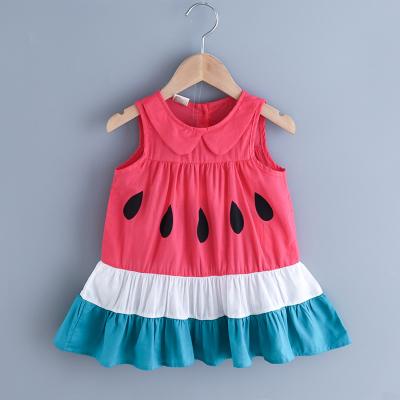 China Breathable Girls Stitching Watermelon Dress Girls Casual Dress Sleeveless Princess Dress for sale