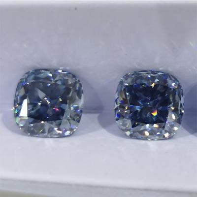 China Color Game or Fire DEF Color New Sapphire Blue 6*6mm Synthetic Moissanite Cushion Cut Loose Moissanite Diamond for sale