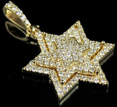 China Hiphop Custom Star Shape 14k Gold With Nature Diamond Iced Out Pendant For Hiphop Jewelry for sale