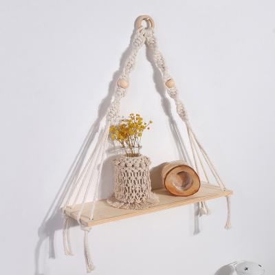 China Shelf Decor are Indoor Outdoor Wall Art Boho Macrame Large Country Wall Decor Macrame Wall Hanging Shelf Rustic Plant Hanger for sale