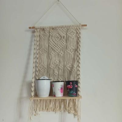 China Bedroom Living Room Decoration Macrame Wall Hanging Bohemian Shelf for sale