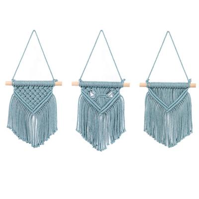 China Europe Cotton Home Decor Macrame Wall Hanging Gray Ivoy Blue Handmade Rose 3pcs/set for sale