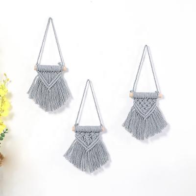 China 3 Pack Cotton Home Decor Handmade Macrame Wall Hanging Gray Art Decor for sale