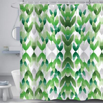 China Nordic Eco Friendly Shower Curtains Durable Rust Resistant Polyester Green Waterproof Premium Boho for sale