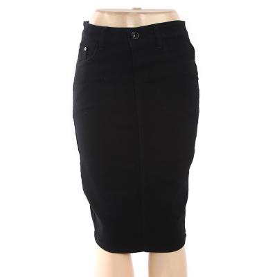 China Viable Lady New Design Vent Jean Fabric Black Pencil Bodycon Denim Skirt for sale