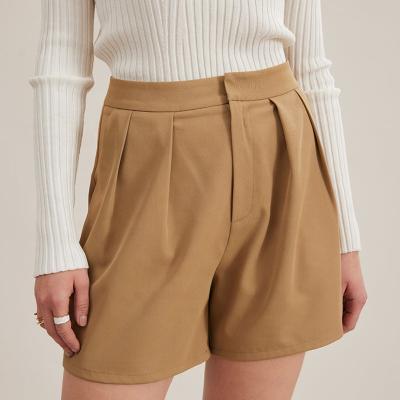 China Spring Street Wear Customized Parride High Waist Shorts Solid Color Pleated Women Short for sale