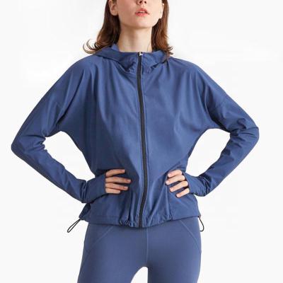 China QUICK DRY Sports Fitness Ladies Running Waterproof Yoga Zipper Jacket With Thumb Hole Te koop