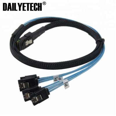 China COMPUTER 50CM mini SAS 36P SFF-8087 to DAILYETECH 7Pin 4 SATA HD Disk Data Cable for sale