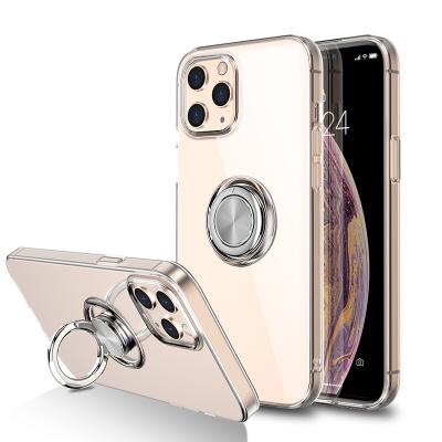 China Magnetic Magnet Ring Holder Transparent Phone Case Anti-fall Back Case For Iphone X Clear Phone Case for sale