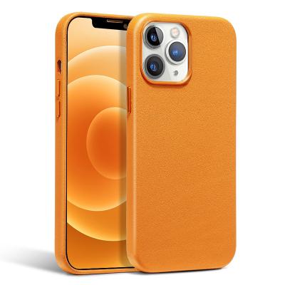 China Anti-fall Luxury Shockproof Latest Genuine Nappa Leather Magnetic Mobile Phone Case Cover For iPhone 13 for sale