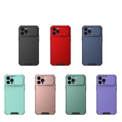 China 2021 Anti-fall Slide Camera Lens Protector Push Window Phone Cases For iPhone 12 Pro Mini 11 PC Matte Phone Cover for sale