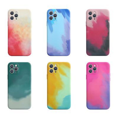 China 2021 New Design Water Color Silicone Case Shockproof Liquid Mobile Cell Phone Case Back Cover For iphone 12 pro max for sale