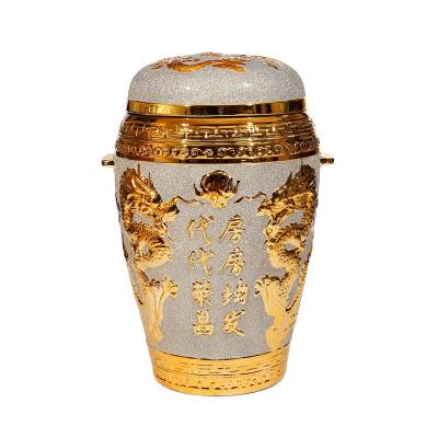 China Keep The Ashes Funeral Supplies High Quality 60 Gold Plated Ssangyong Cremates Adult Ceramic Urn for sale